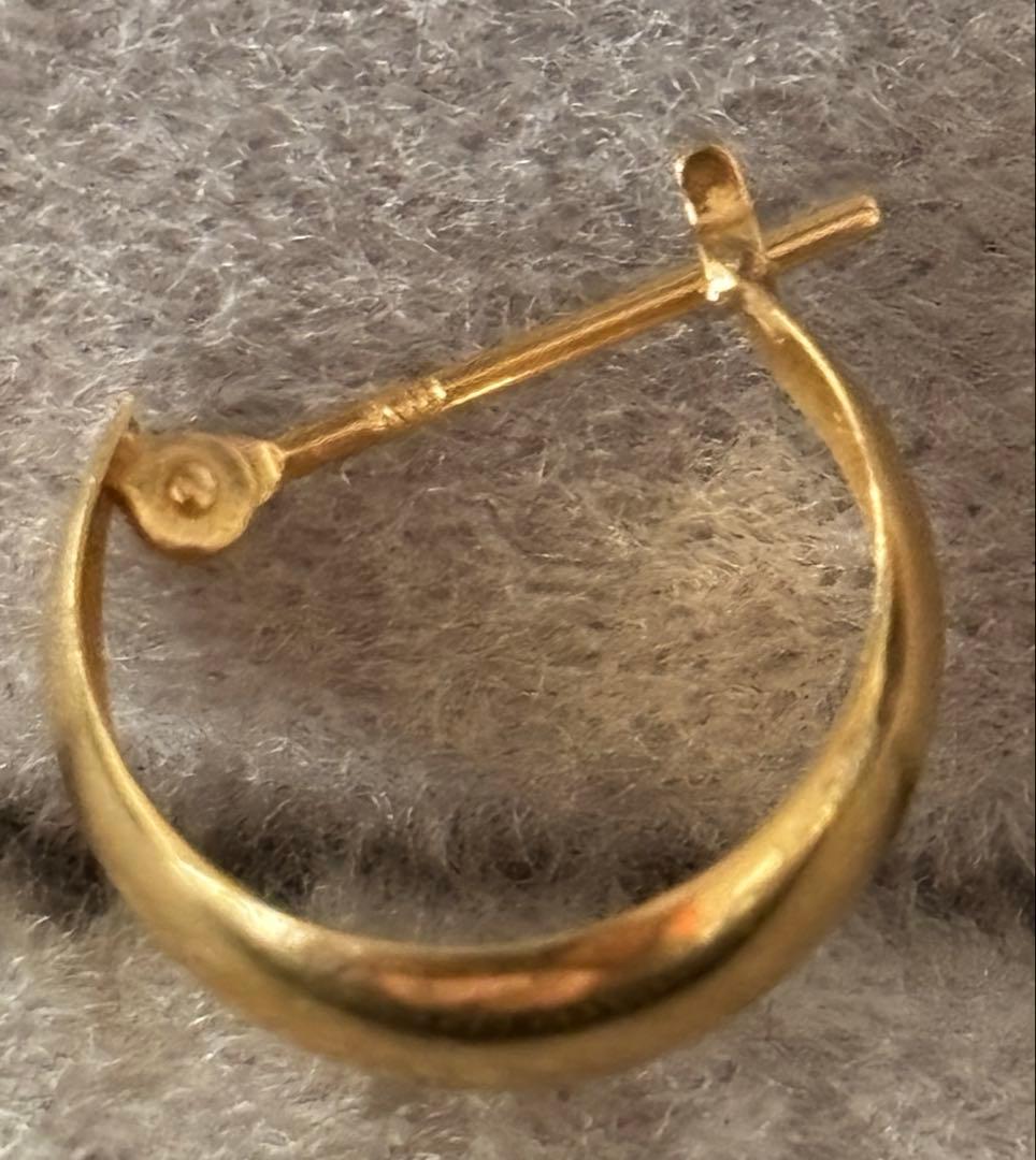 K18　750　18金　イエローゴールド　フープ　ピアス　片耳　5×13