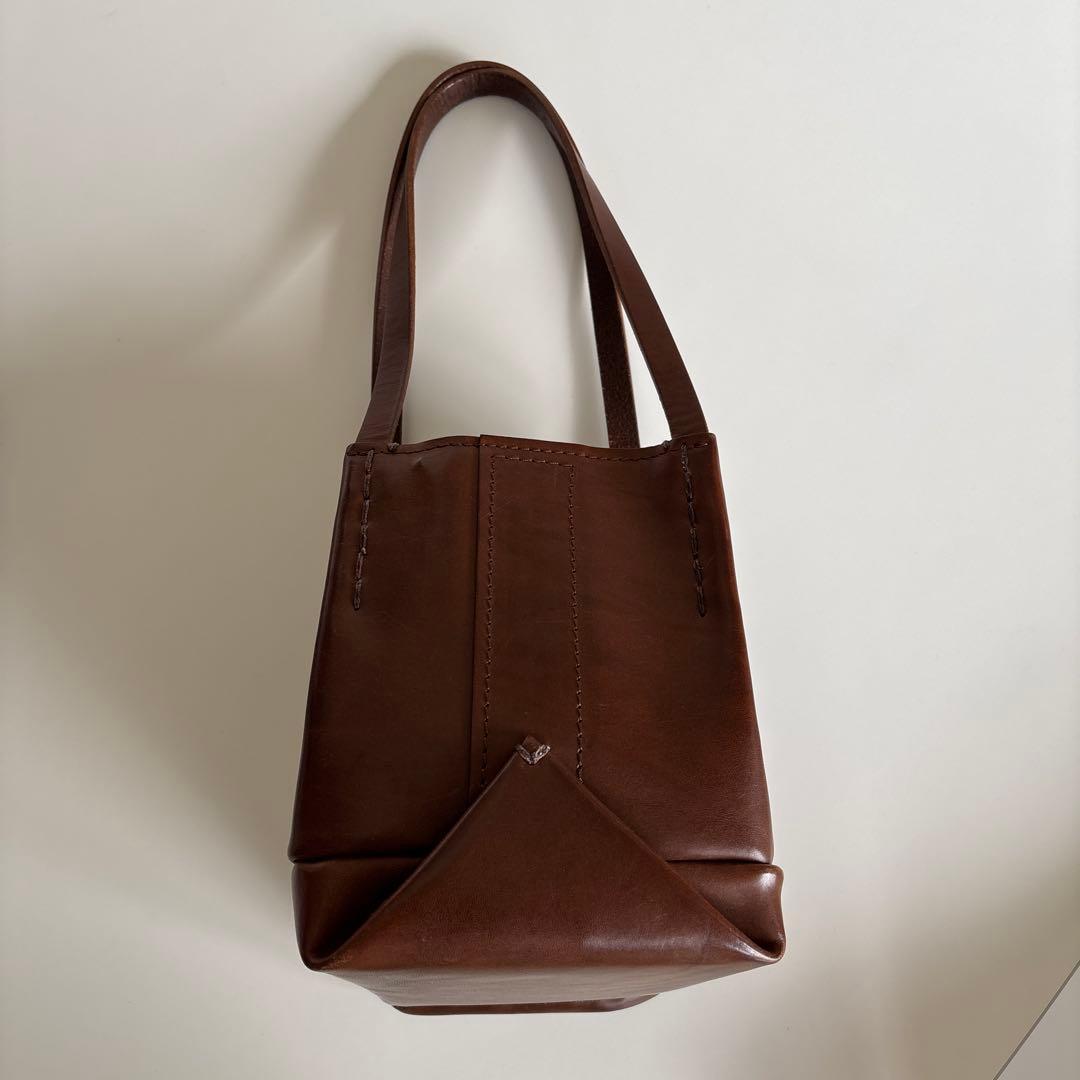 ブラウンレザーかごバッグ