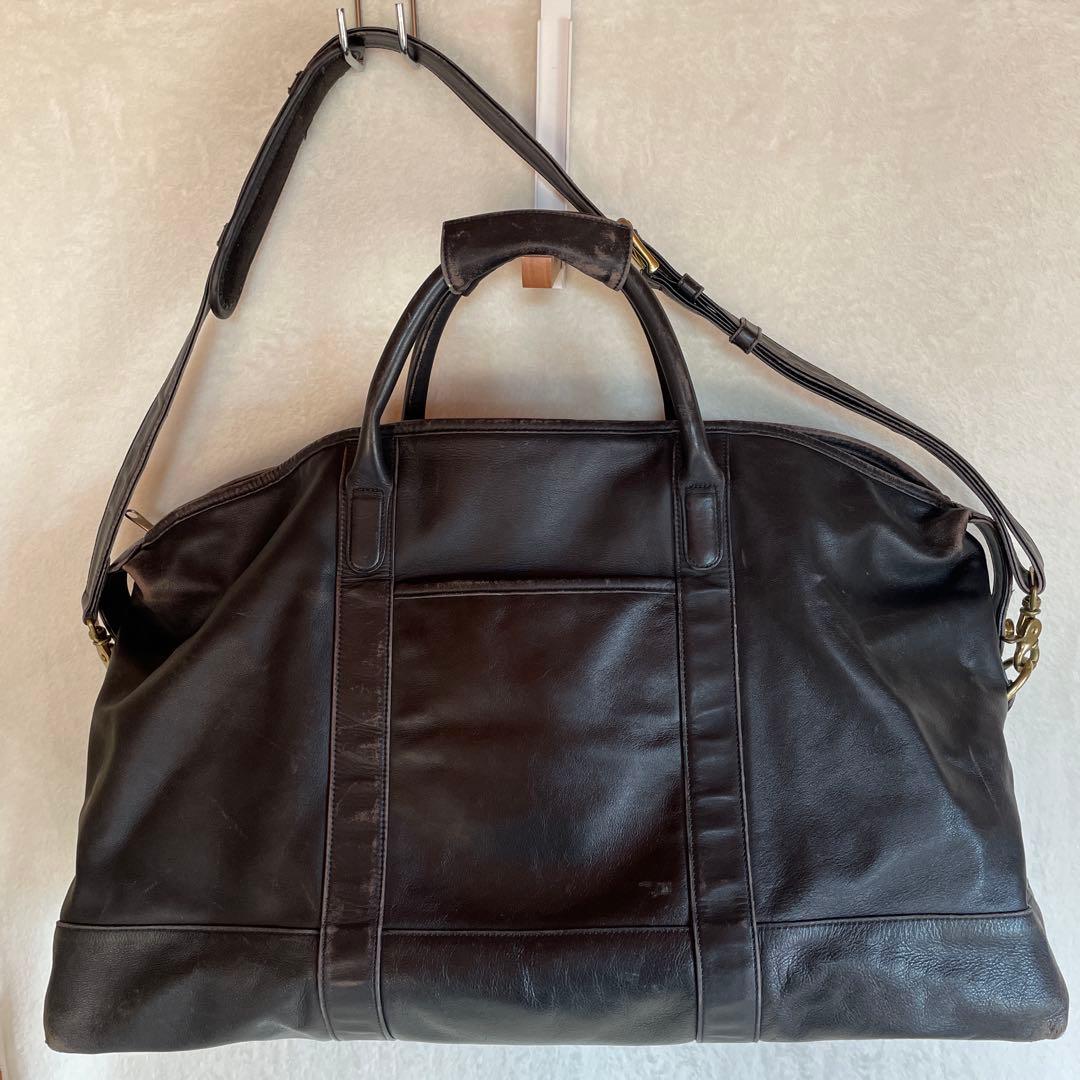 OLD COACH ブラックレザー ボストンバッグ 大容量