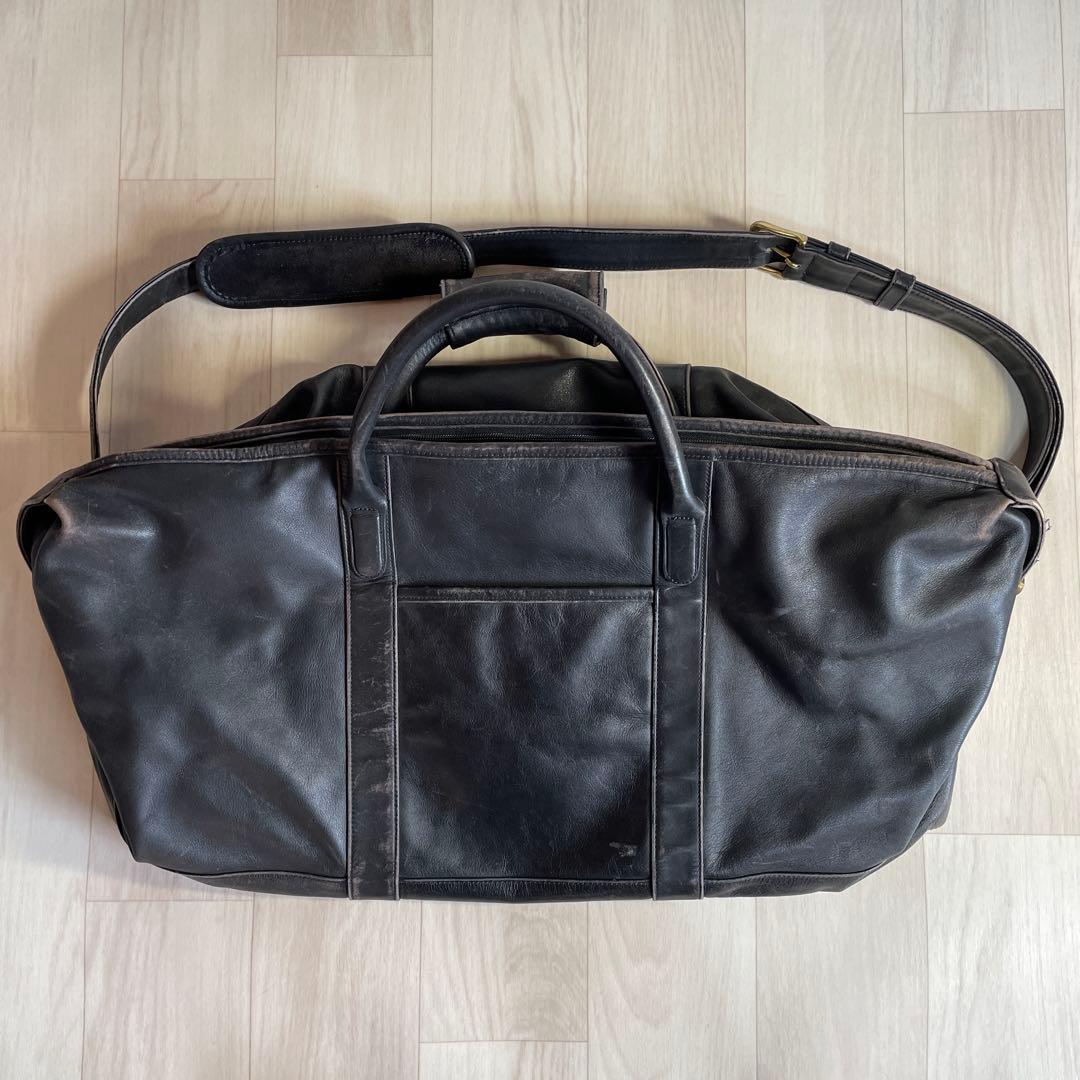OLD COACH ブラックレザー ボストンバッグ 大容量