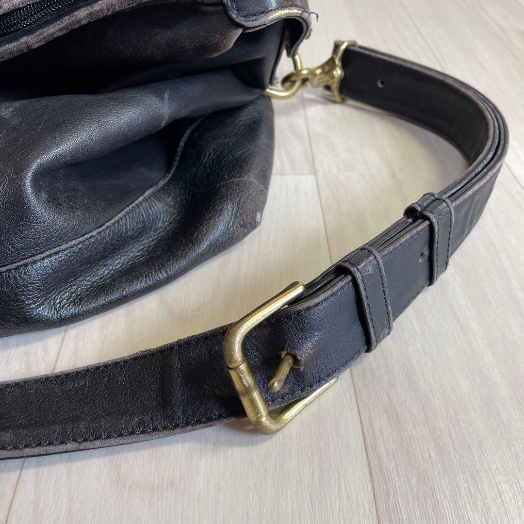 OLD COACH ブラックレザー ボストンバッグ 大容量