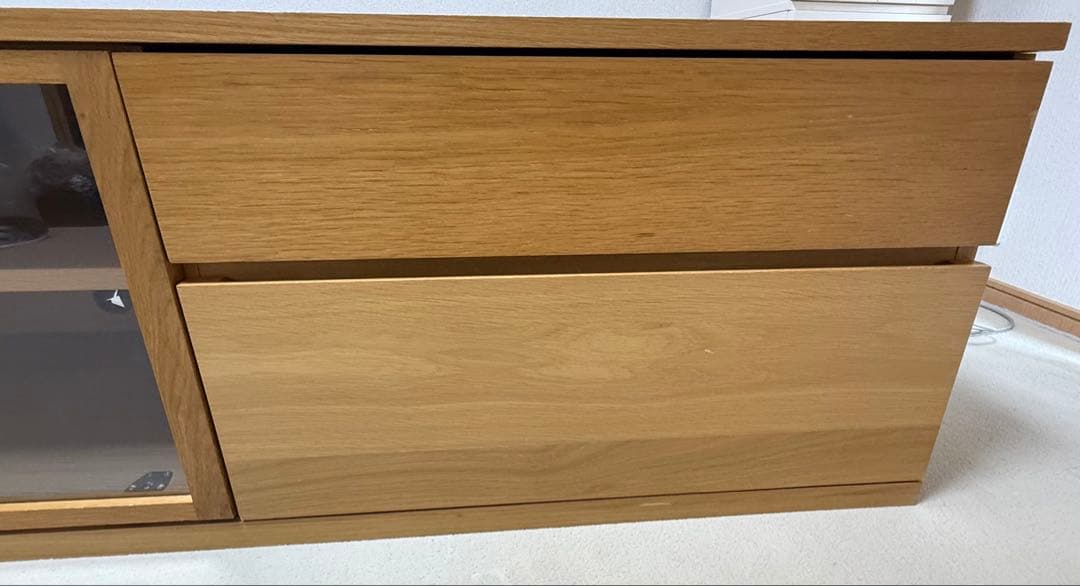 木製テレビ台 ガラス扉付き/無垢材