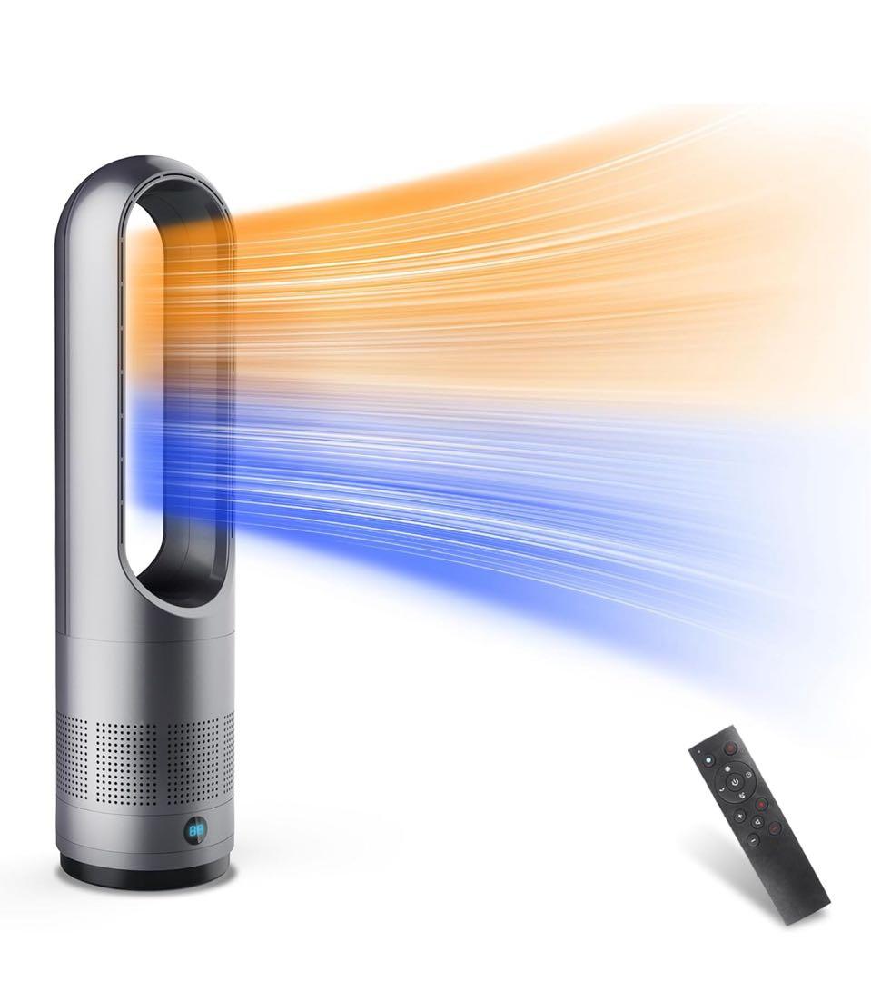 2025年新型冷暖兼用・羽根なし】扇風機 タワーファン ８段階送風3段階温風切替