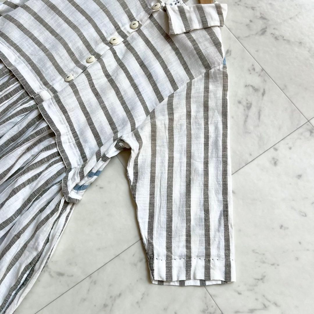 maku textiles マク ストライプ ウエスト切り替えシャツワンピース