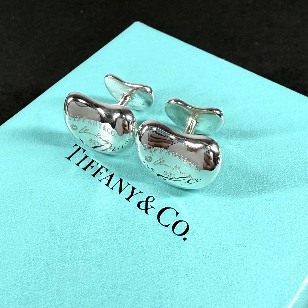 良品 ティファニー カフス ビーン 豆 シルバー925 カフリンクス ボタン 箱