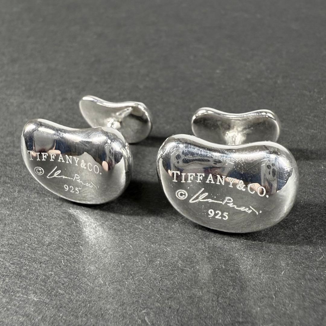 良品 ティファニー カフス ビーン 豆 シルバー925 カフリンクス ボタン 箱