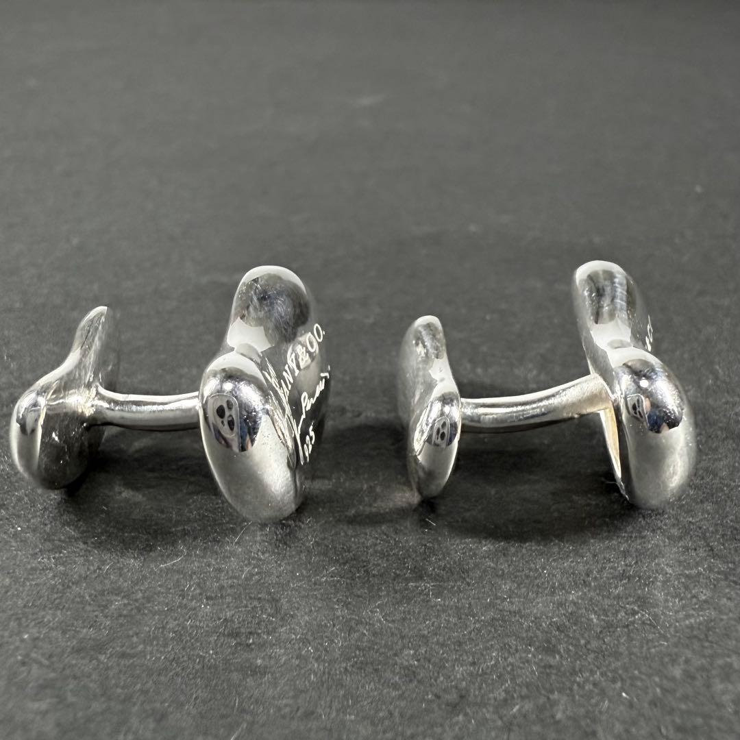 良品 ティファニー カフス ビーン 豆 シルバー925 カフリンクス ボタン 箱