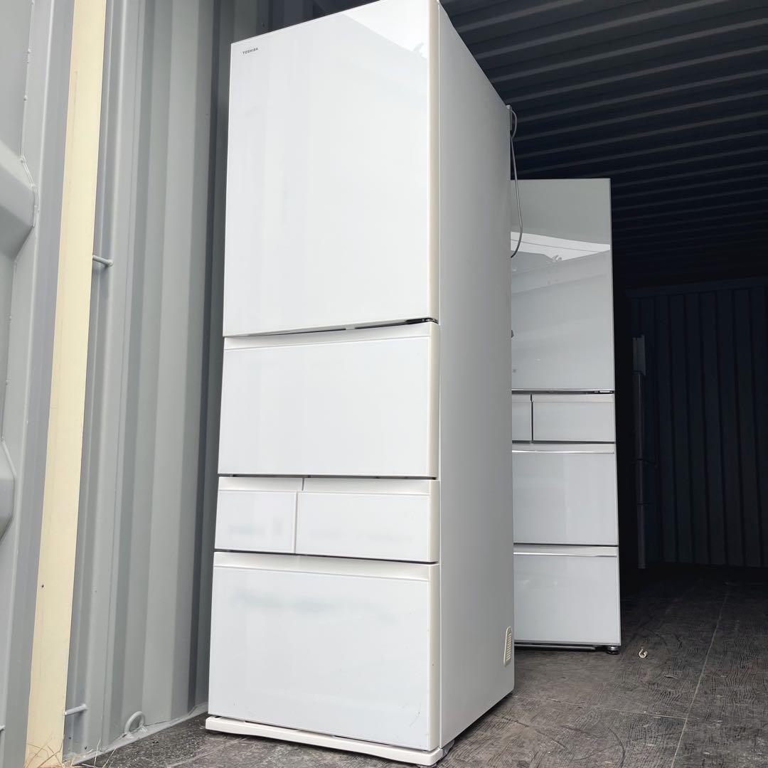 36取付無料！東芝ベジータ真ん中野菜室 自動製氷付きホワイト5ドア冷蔵庫！