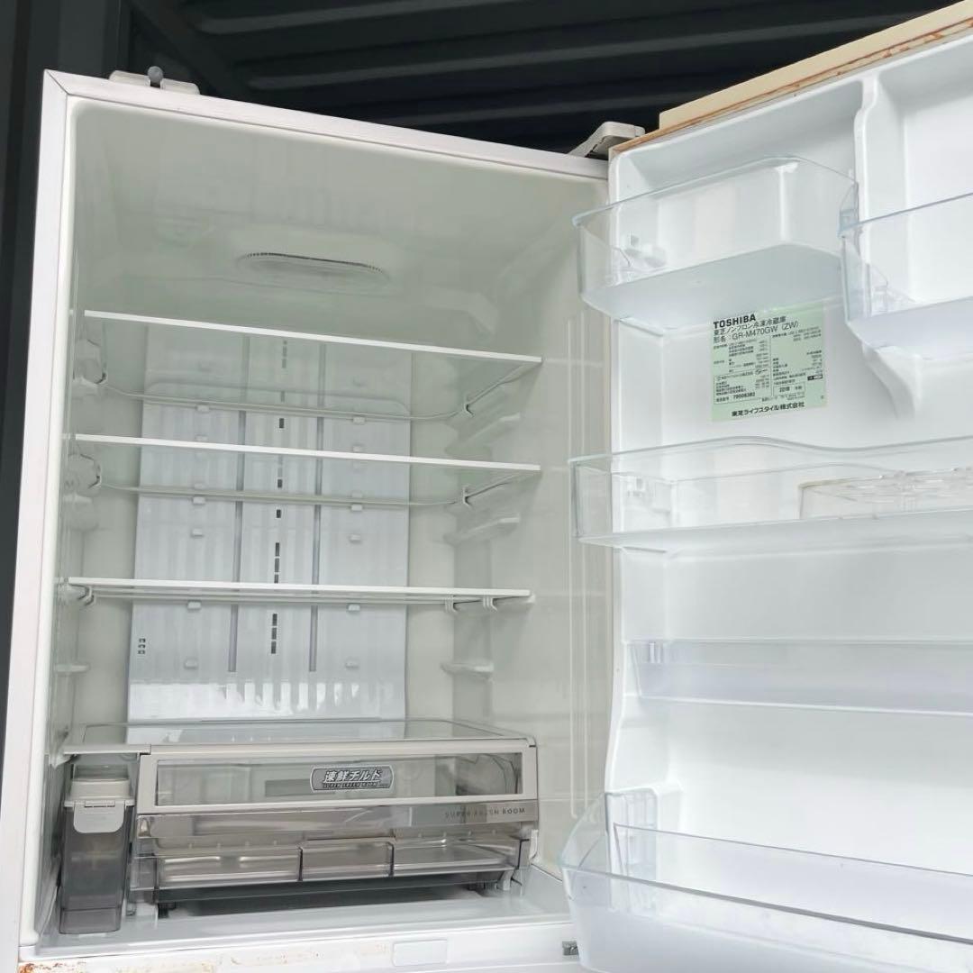36取付無料！東芝ベジータ真ん中野菜室 自動製氷付きホワイト5ドア冷蔵庫！