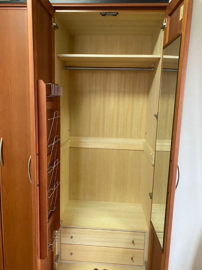 洋服タンス ミラー付き 天然木　洋タンス　箪笥　引き出し付き