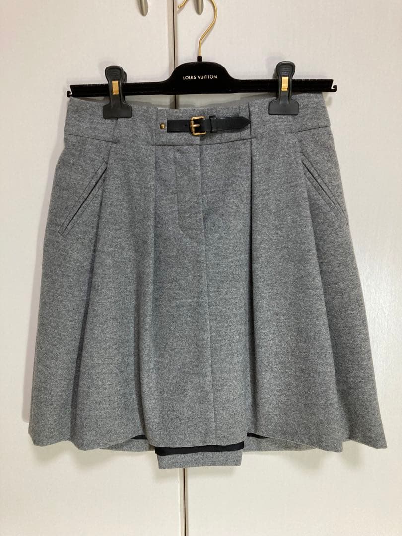 ☆美品☆ ルイヴィトン　ウールプリーツ膝丈スカート