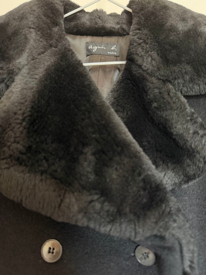 高級感 agnes b フランス製 アンゴラ50% ロングコート 38