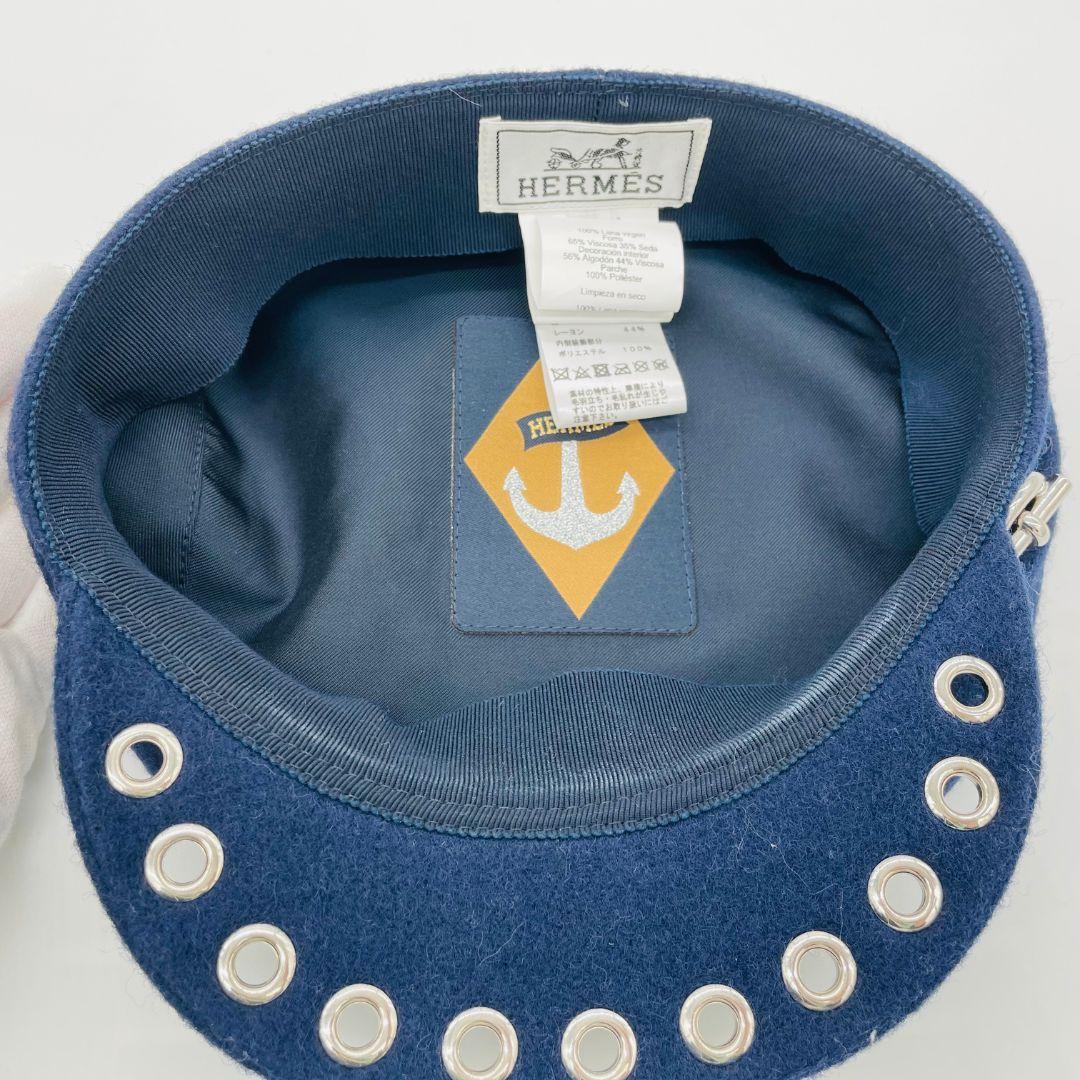 エルメス ヴォーバンセーラー キャスケット　帽子　キャップ ネイビー ウール