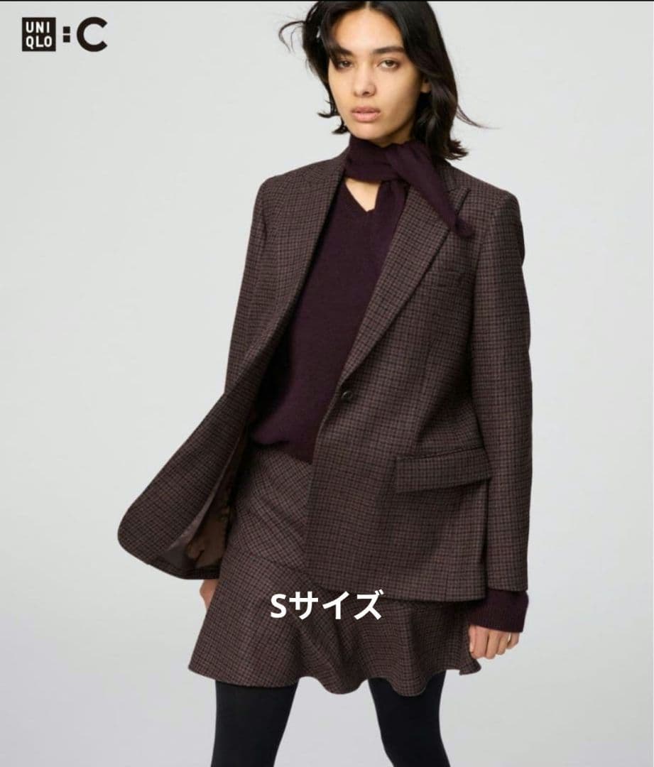 UNIQLO:C ツイードテーラードジャケット　S 新品タグ付き　ブラウン