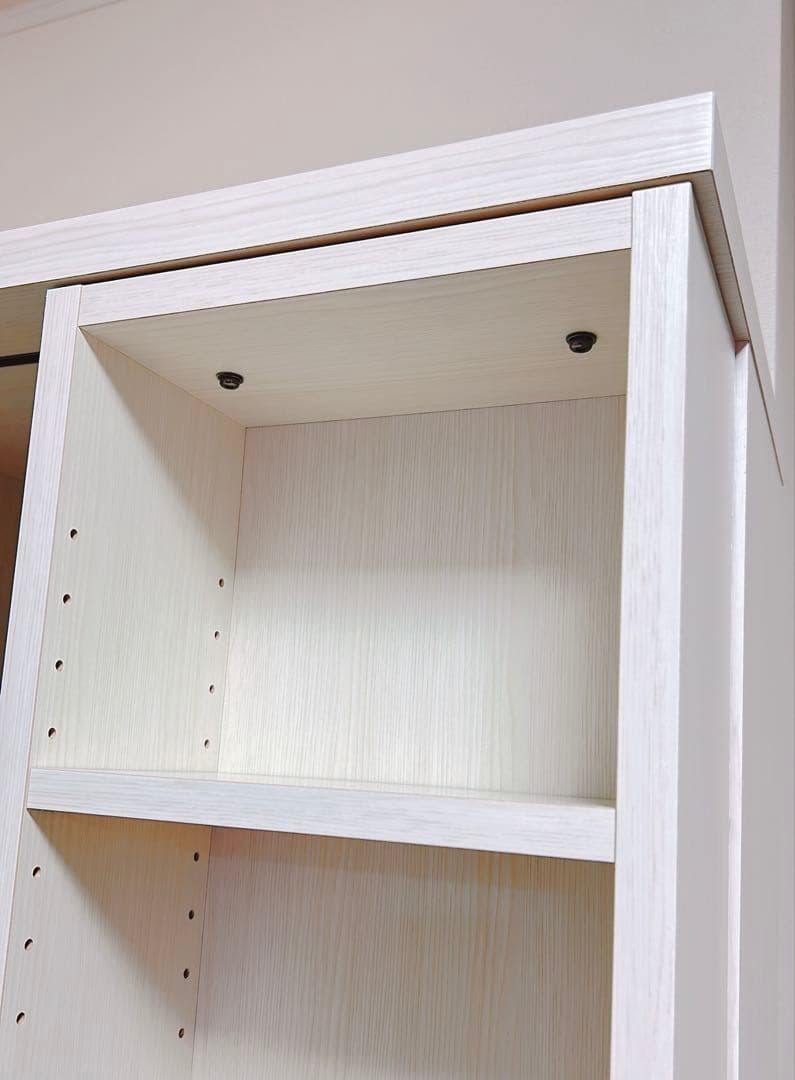 【美品】ニトリ Wスライド本棚 (M BS003 WW) 180cm L字金具付