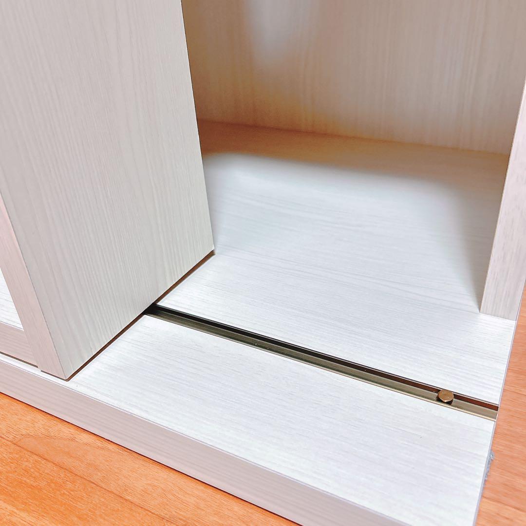 【美品】ニトリ Wスライド本棚 (M BS003 WW) 180cm L字金具付