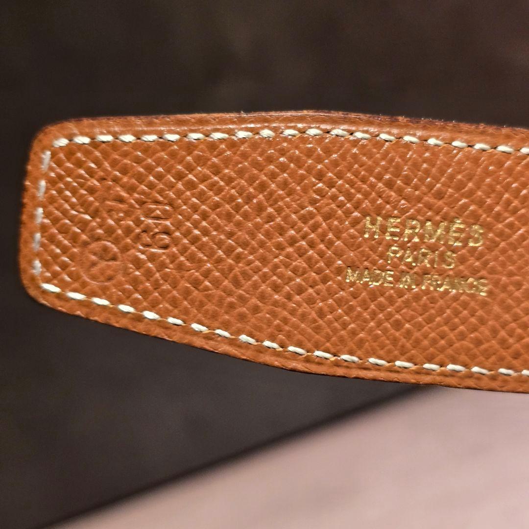 H リバーシブル ブラウン&ブラックレザー ベルト ゴールド金具