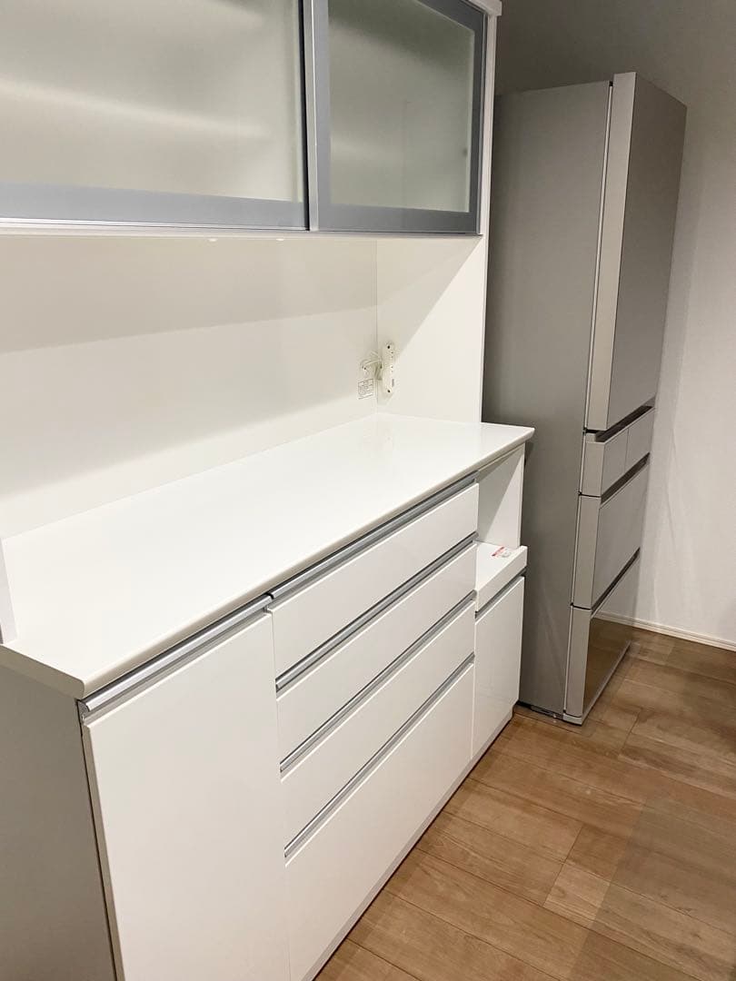 食器棚 キッチンボード(レジューム150TG-S WH/150QH-R WH)