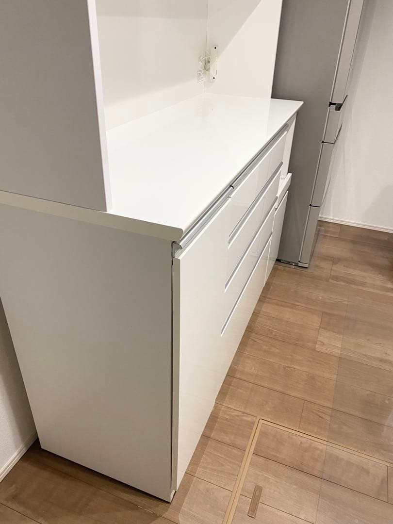 食器棚 キッチンボード(レジューム150TG-S WH/150QH-R WH)