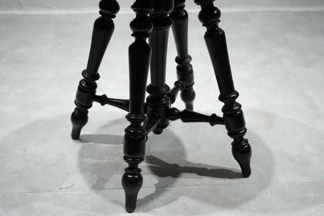 ナポレオンスツール　フランスアンティーク　赤 ベルベット　回転椅子 張替済