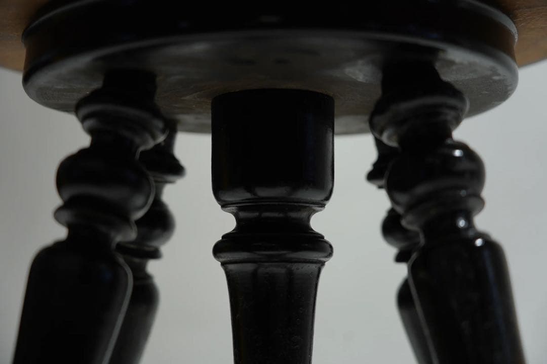 ナポレオンスツール　フランスアンティーク　赤 ベルベット　回転椅子 張替済