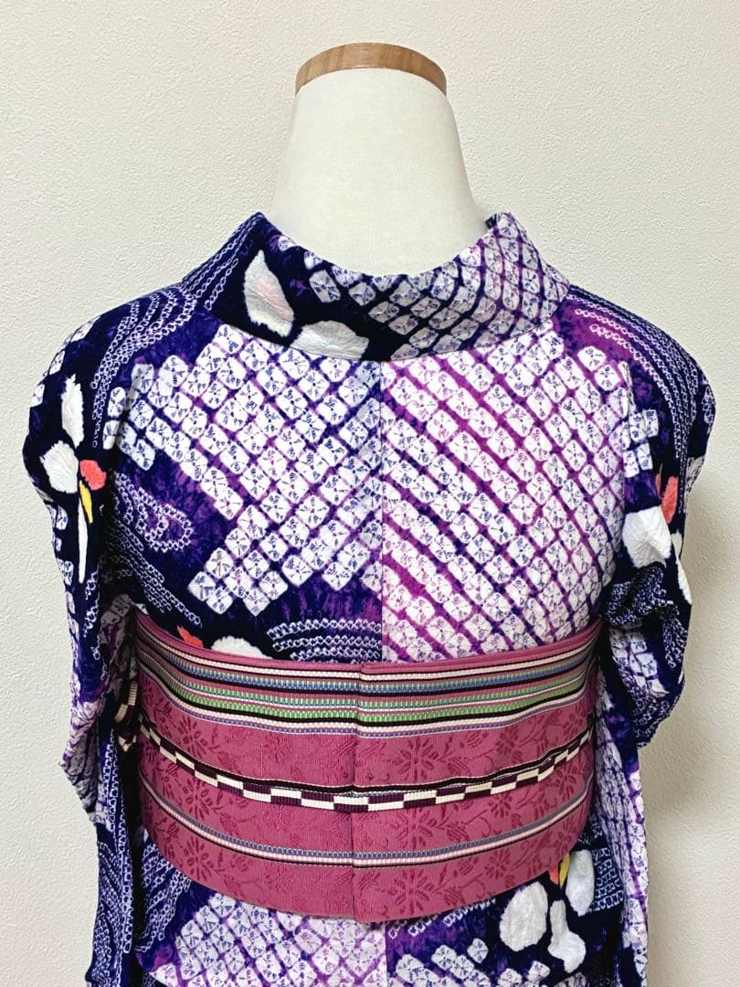 出品明日まで！　浴衣　有松鳴海絞り　菖蒲と流水　裄67.3cm