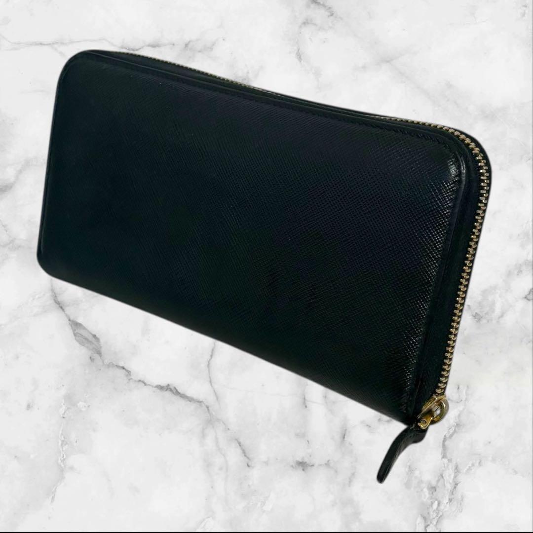 極上美品✨ PRADA プラダ サフィアーノ 長財布 ブラック　ラウンドジップ