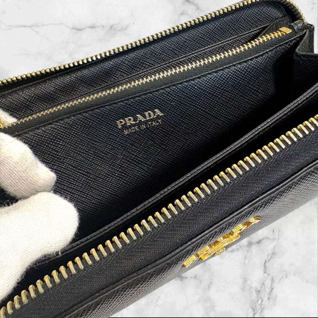 極上美品✨ PRADA プラダ サフィアーノ 長財布 ブラック　ラウンドジップ