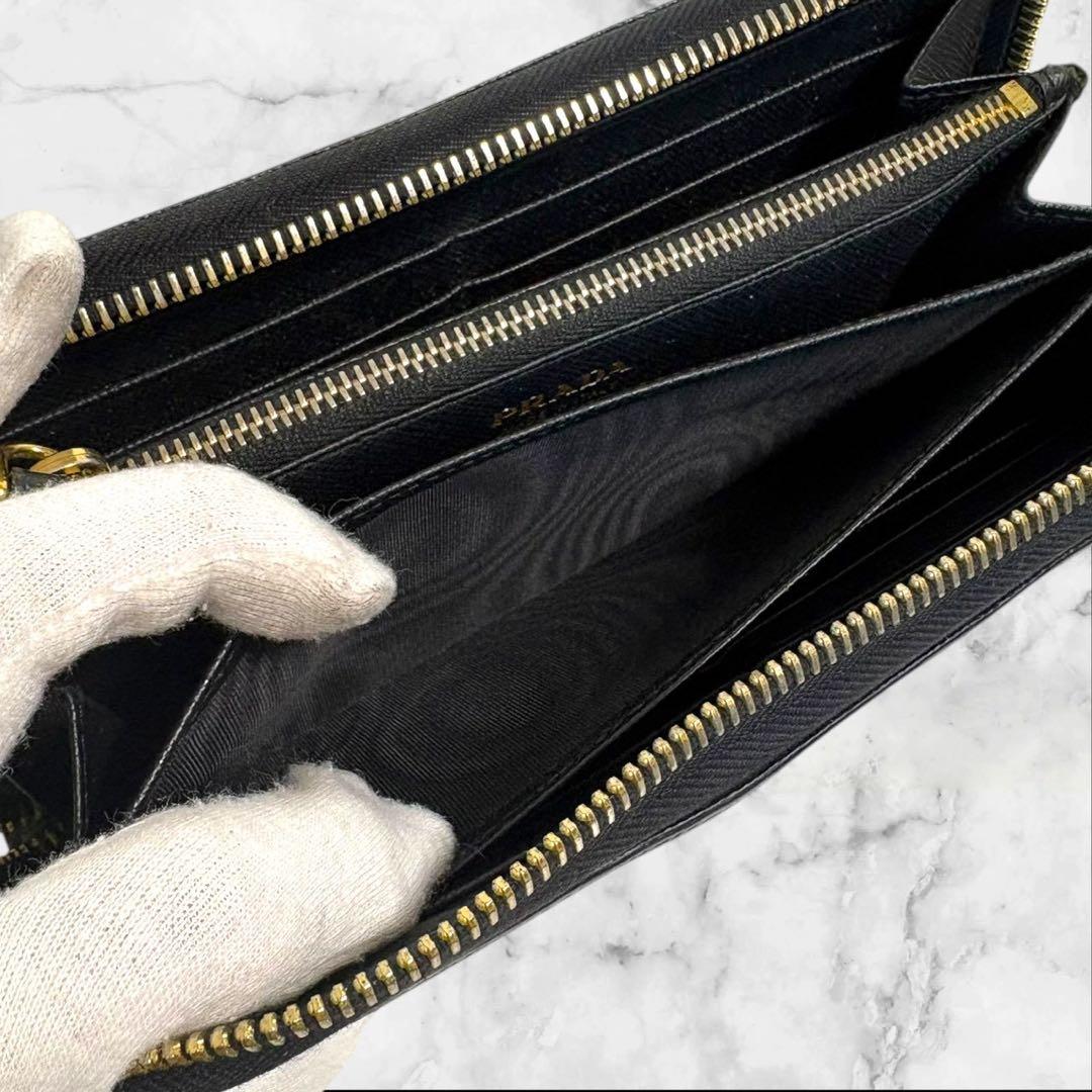 極上美品✨ PRADA プラダ サフィアーノ 長財布 ブラック　ラウンドジップ