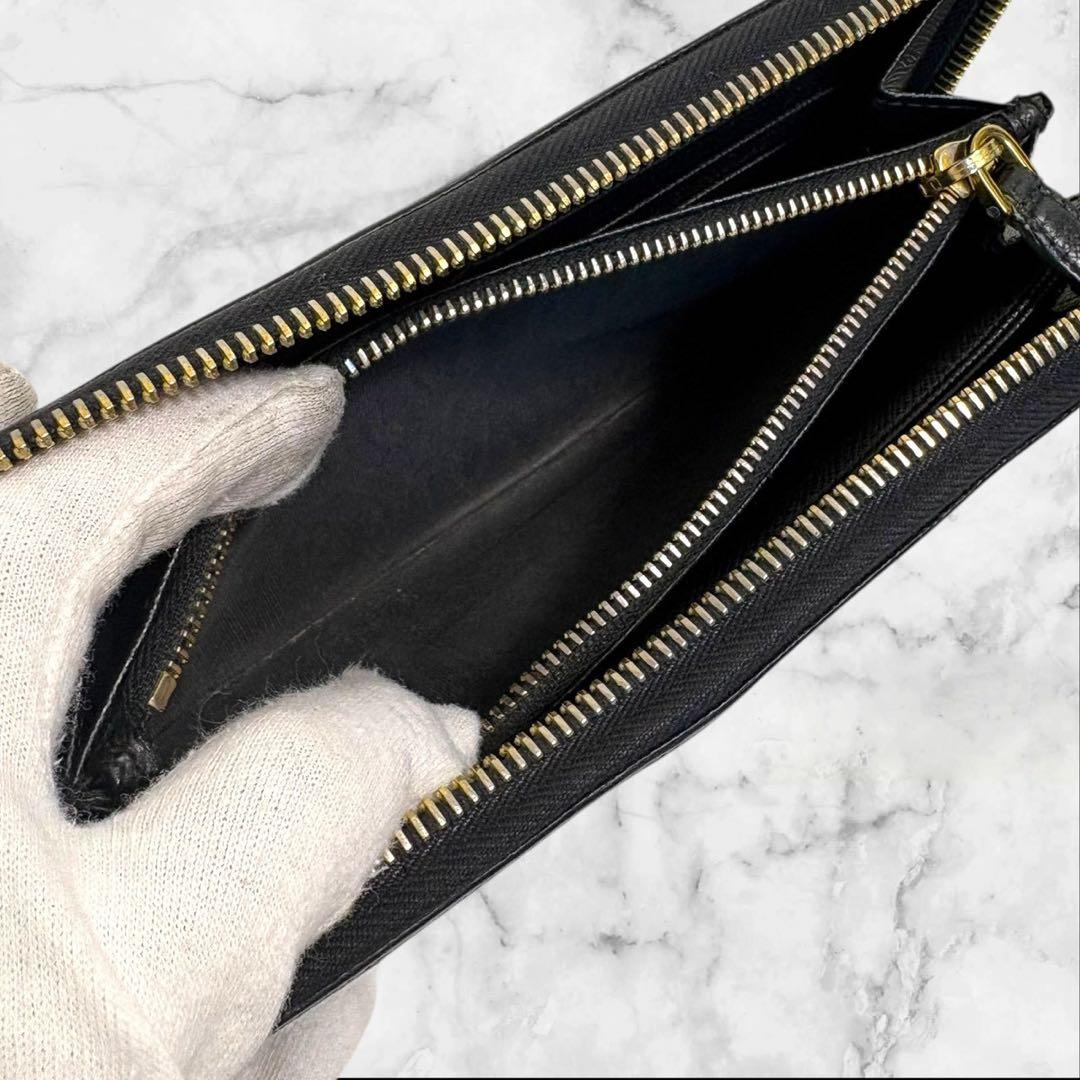 極上美品✨ PRADA プラダ サフィアーノ 長財布 ブラック　ラウンドジップ
