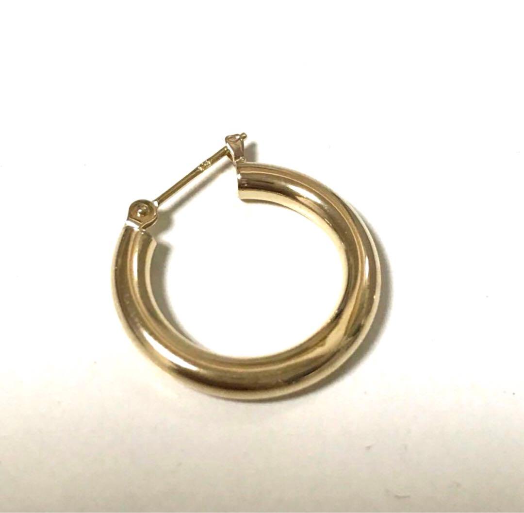 18金　3x20 フープピアス　片耳用