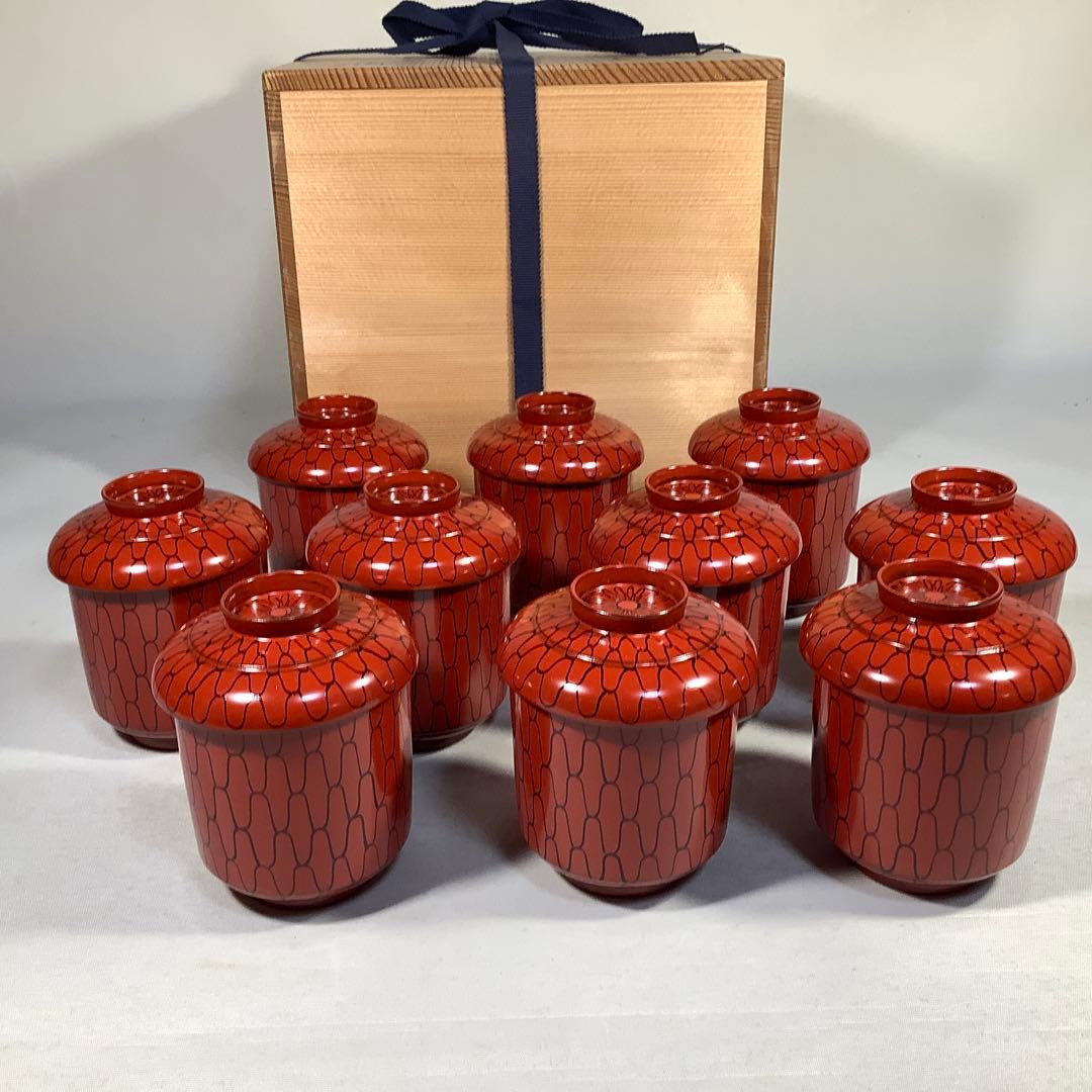 朱塗　黒網目　小吸物椀　茶会席　茶道具　送料無料