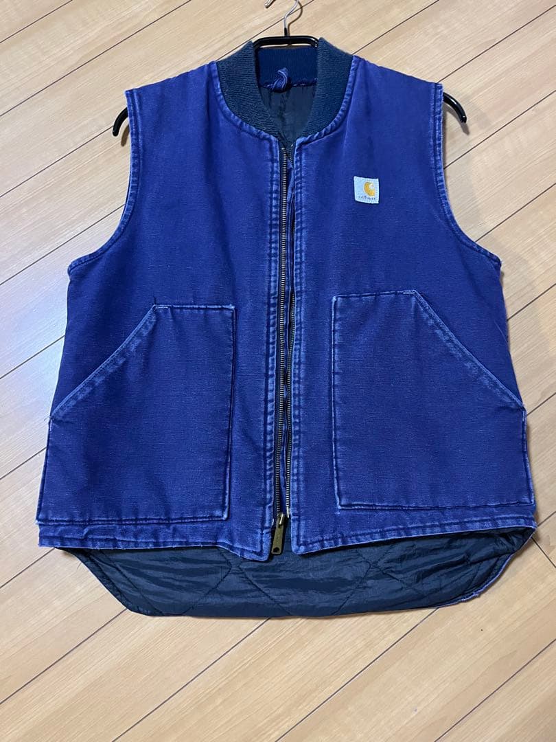 月末迄　USA製 Carhartt ダックベスト 腰ゴム　希少胸タグ　カーハート