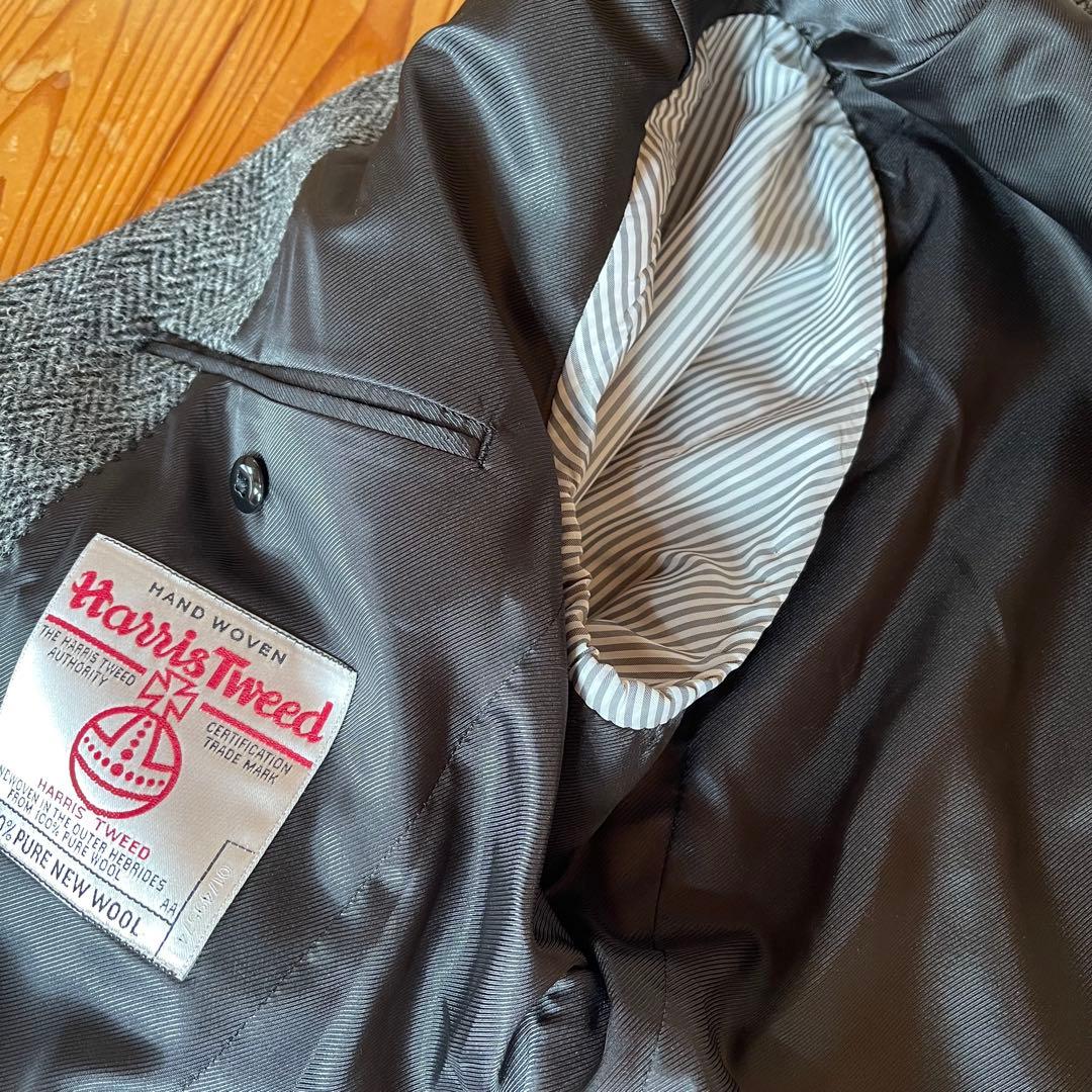 Harris Tweed／FACE MIX☆ヘリンボーン ジャケット グレーLL