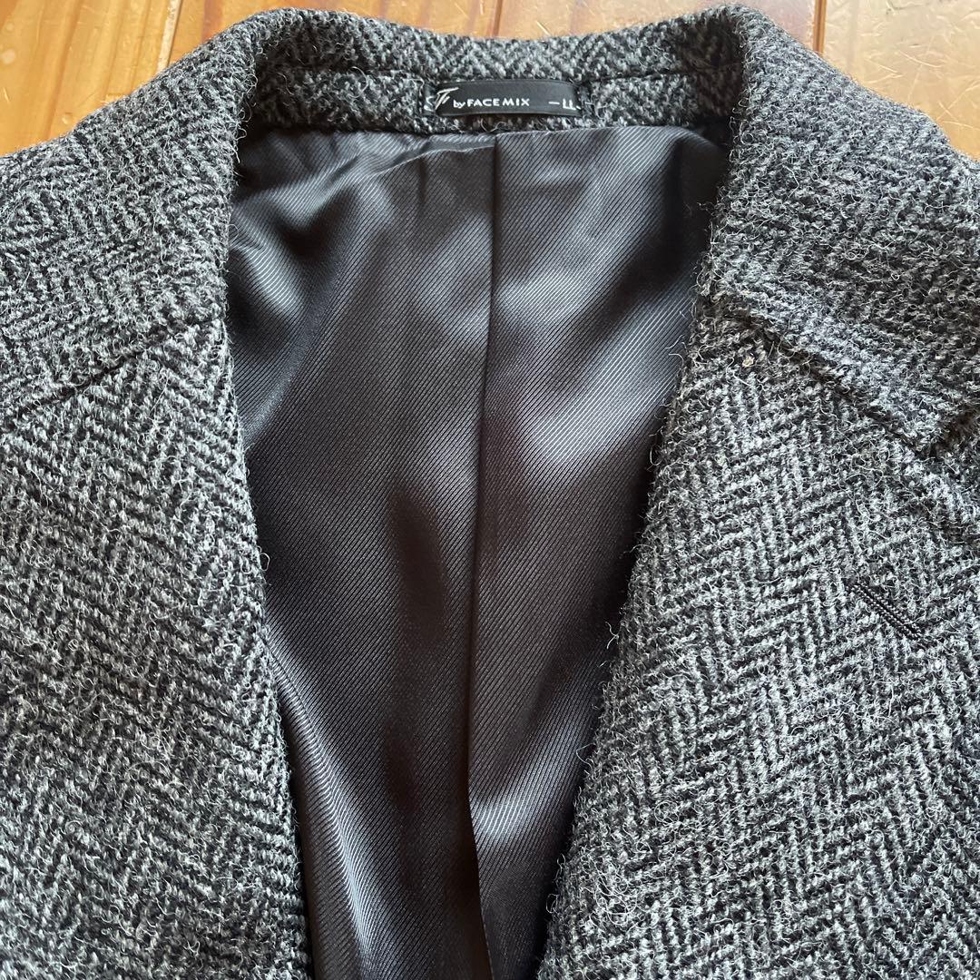 Harris Tweed／FACE MIX☆ヘリンボーン ジャケット グレーLL