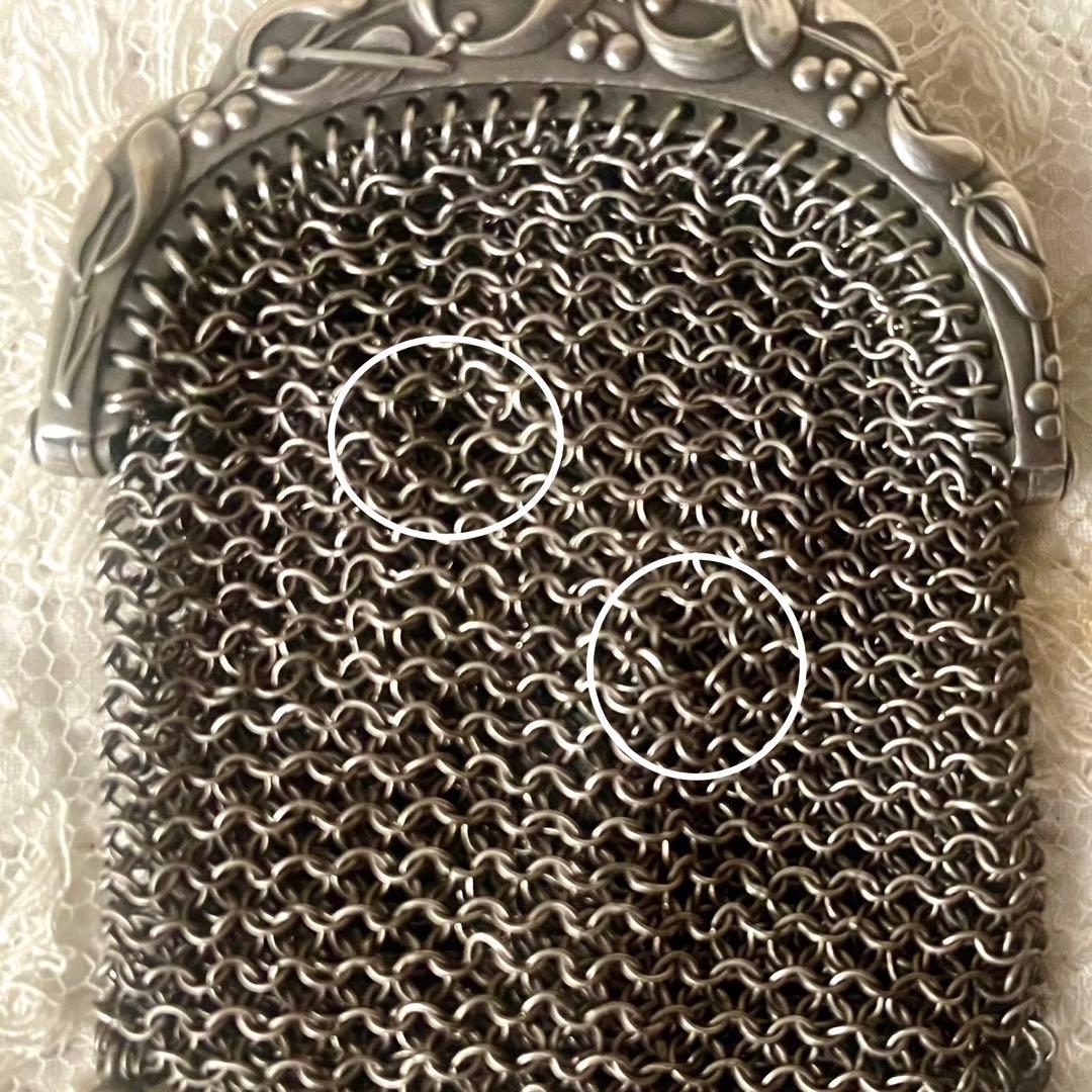 純銀製天使付きシルバーヤドリギモチーフパース仕切りありフランスアンティーク