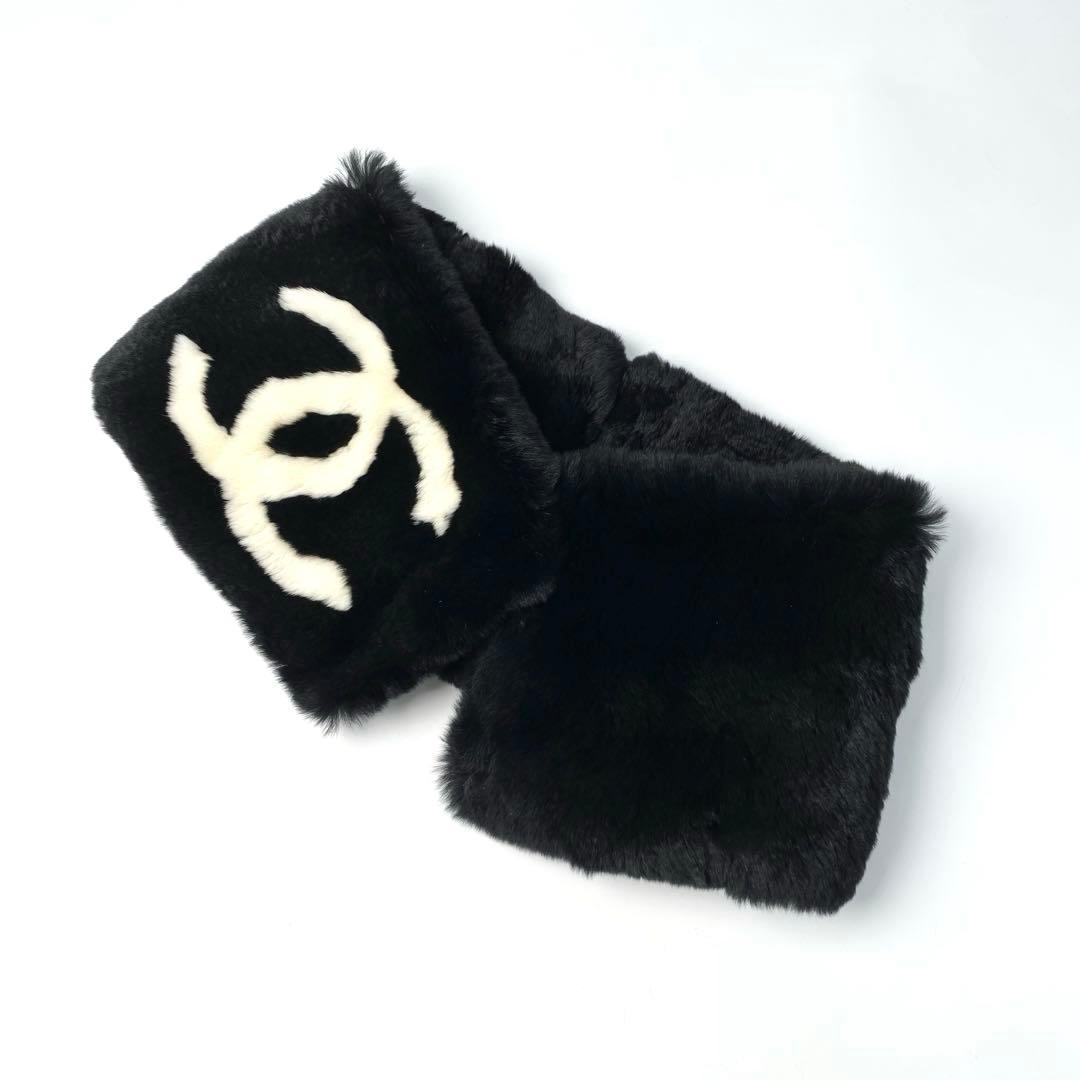 美品 シャネル CHANEL ココマーク ネックウォーマー マフラー ラパン