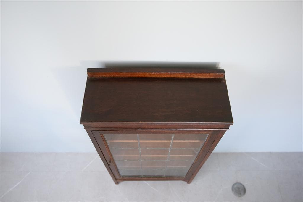 英国アンティーク木製ブックケースキャビネット/本棚/食器棚/飾り棚(91-29)