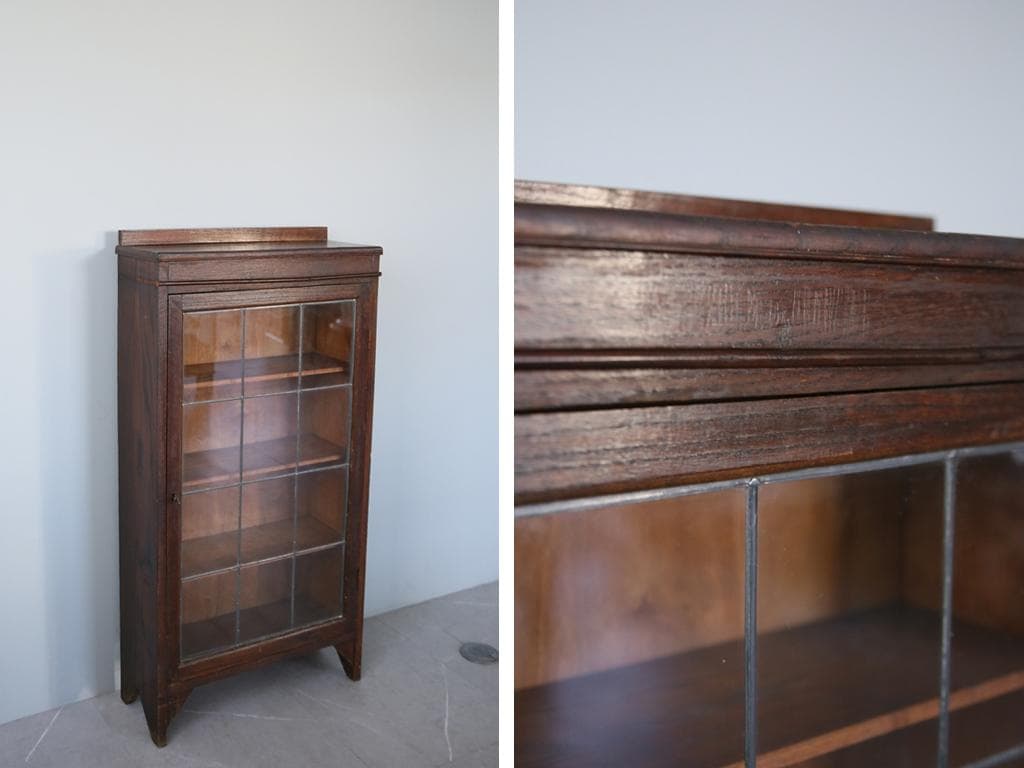 英国アンティーク木製ブックケースキャビネット/本棚/食器棚/飾り棚(91-29)