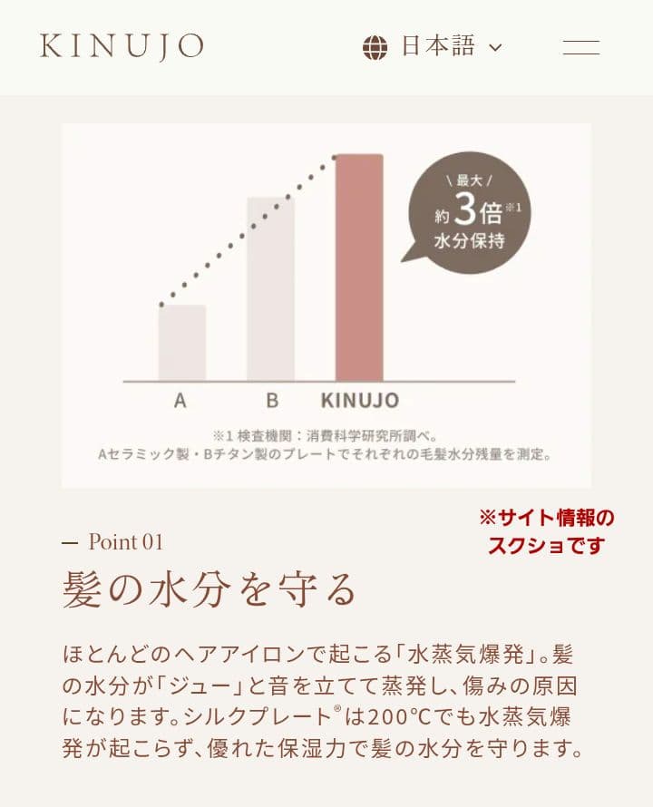 KINUIJO ストレートヘアアイロン 99℃