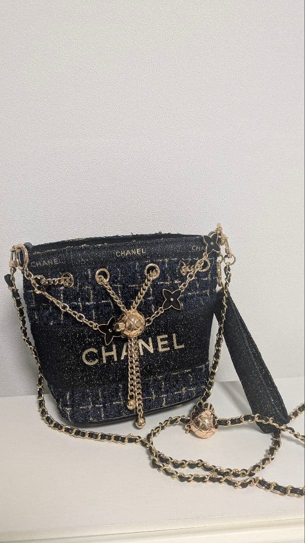 レア　非売品 CHANEL ノベルティ ネイビー　ツイード バケットバッグ