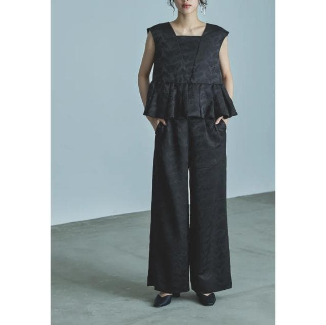 M niana ペプラムセットアップパンツドレス ブラック 成人式 結婚式