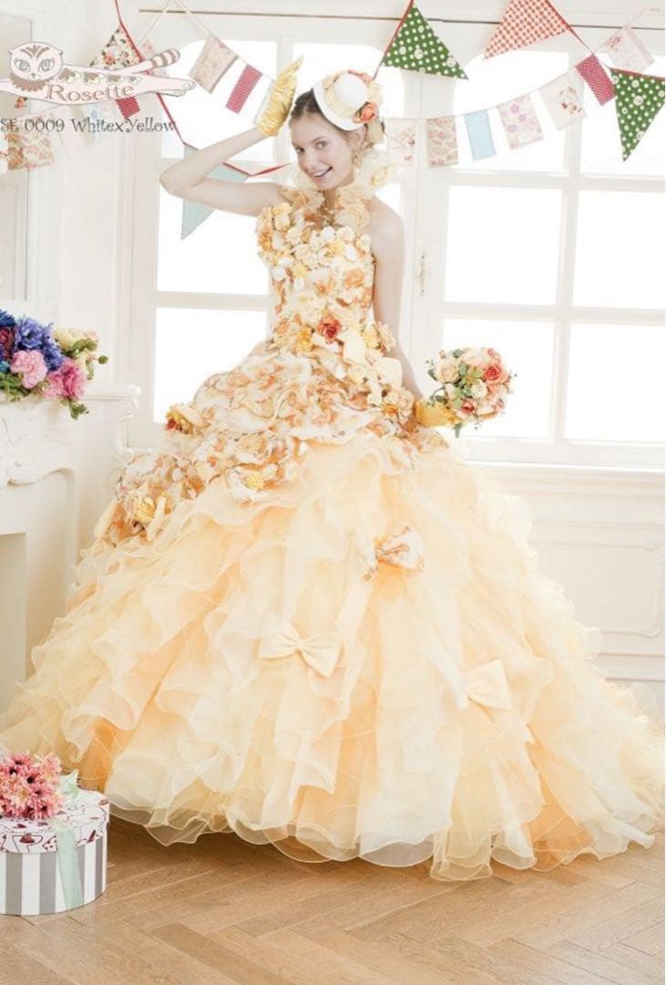 フラワーデコレーション イエロードレス 9〜13T