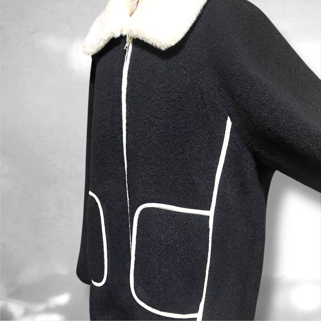 ♥️新品未使用♥️ MICALLEMICALLE ファー付きパイピング黒コート