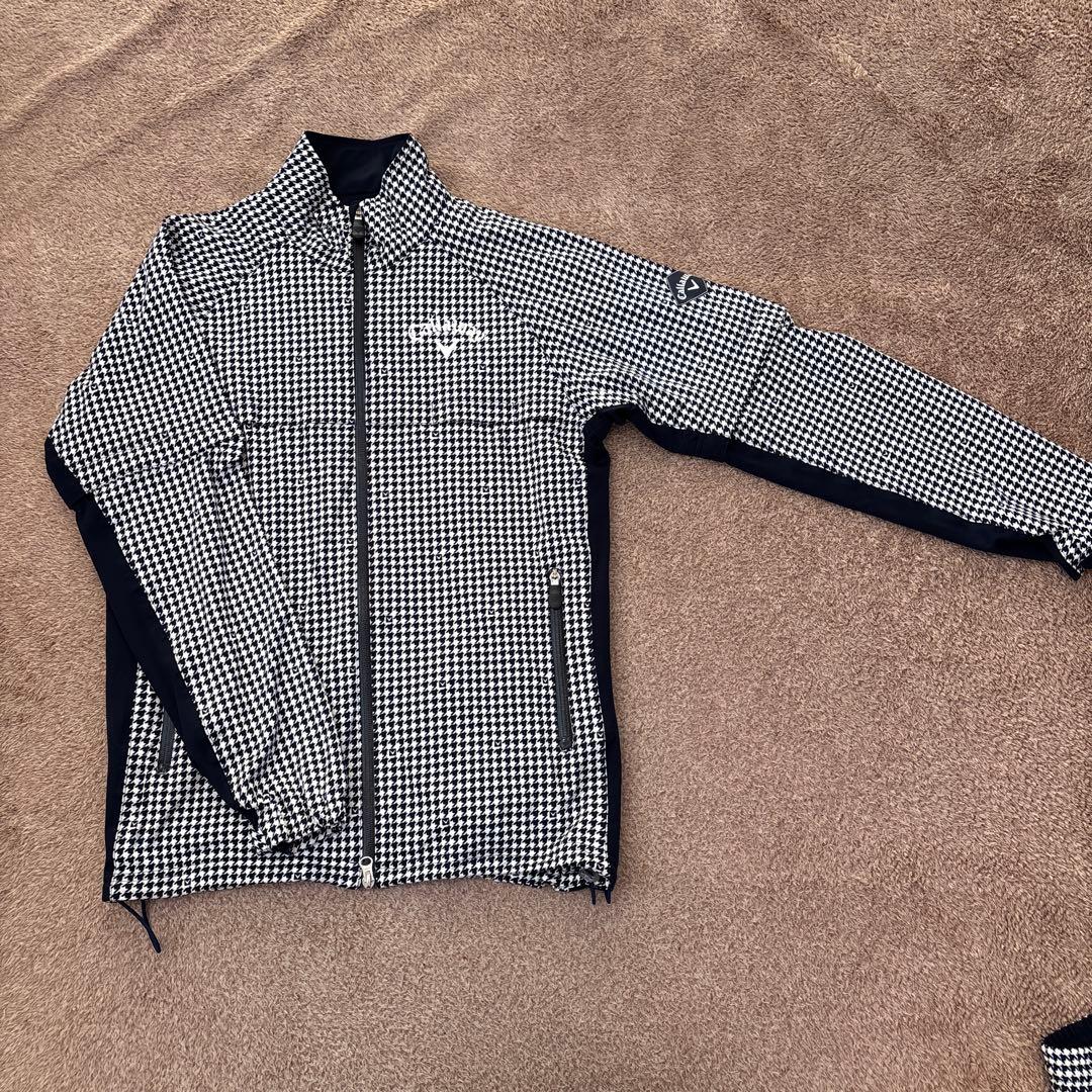 美品　キャロウェイ　レインコート　ジャケット　パンツ　千鳥格子　M ネイビー