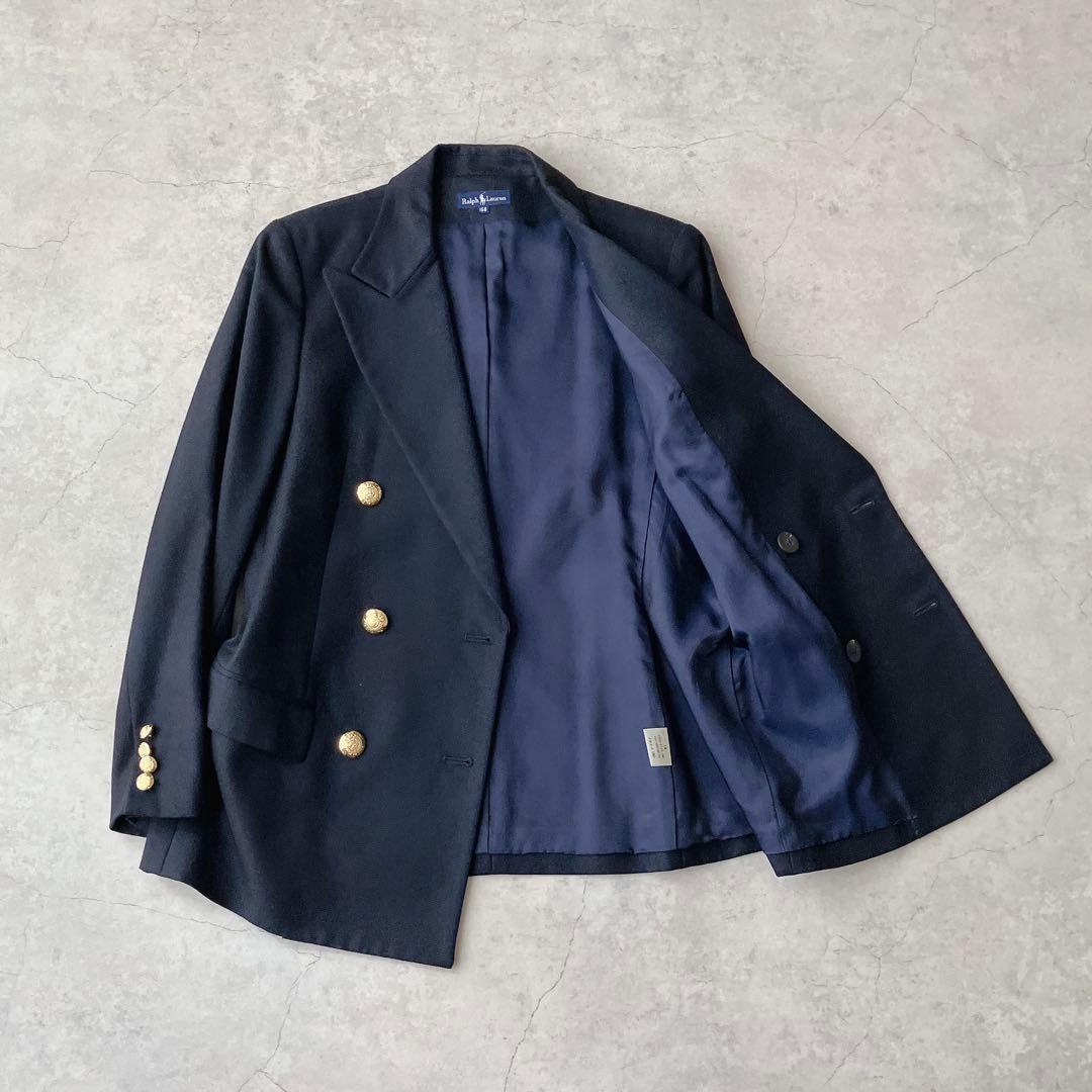 美品 ラルフローレン 紺ブレ ブレザー テーラードジャケット 金ボタンネイビー