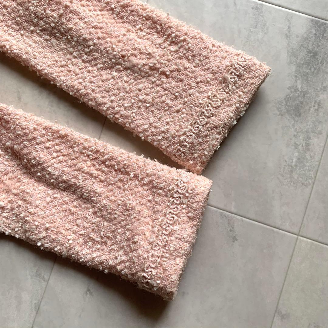美品♡Harrods ハロッズ ノーカラー ツイード ジャケット ピンク 2