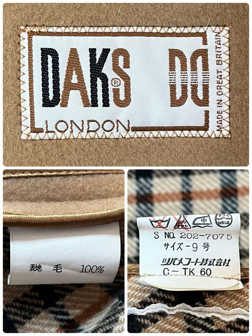 【美品】ダックス　裏地ハウスチェック　ウール　ケープコート　マントコート