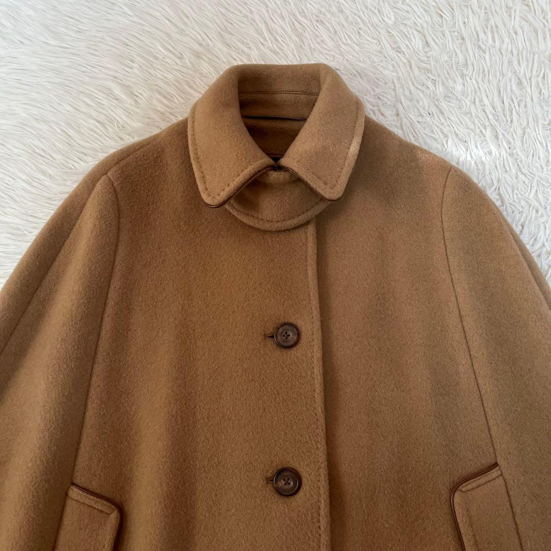 【美品】ダックス　裏地ハウスチェック　ウール　ケープコート　マントコート