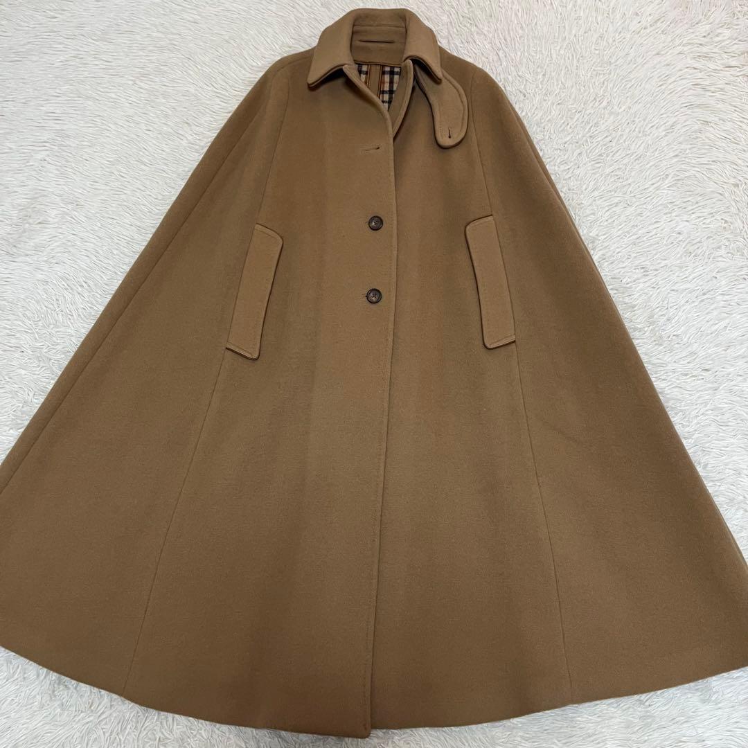 【美品】ダックス　裏地ハウスチェック　ウール　ケープコート　マントコート